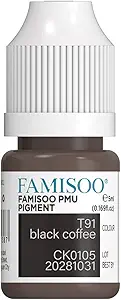 PMU Pigments for Eyebrow 0.169oz/5ml Professional Tattoo Ink for Long-Lasting Eyebrows Color Microblading Ink Permanent Makeup Beauty Tattoo Supplies(T91 Black Coffee)