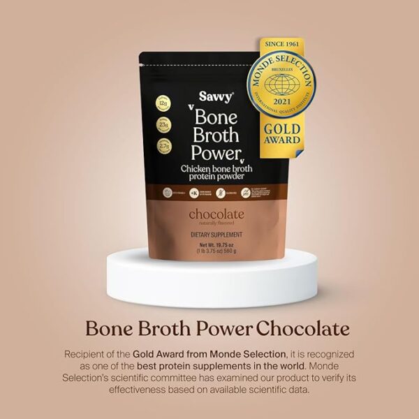 Bone Broth Power Chocolate Protein Powder, 23g Protein, 12g Collagen & Glutamine, Muscle, Joint, Digestive & Skin Health, Keto, Dairy Free, Award-Winning Bone Broth, 560g (16 Servings) - Image 2