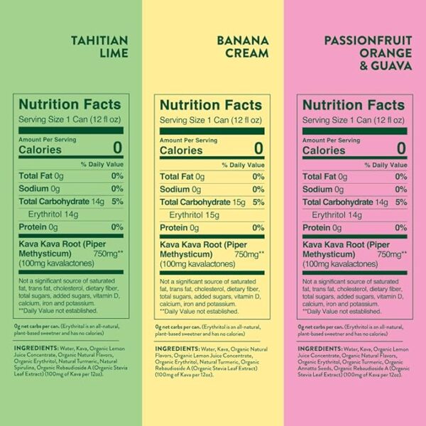 Melo Sparkling Kava Drink, Variety Pack, Sugar Free Non Alcoholic Drinks with Zero Calories, Gluten Free, Vegan, 100% Natural Mocktail with 750mg Kava Root per Drink, 12 Pack, 12 oz Cans - Image 2