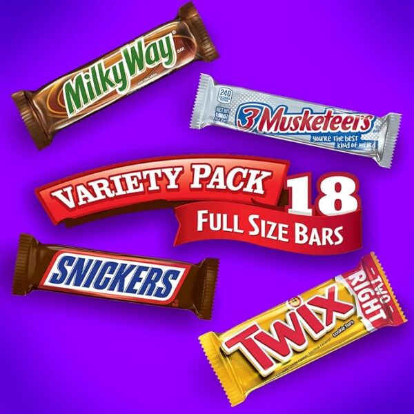 SNICKERS, TWIX, 3 MUSKETEERS, MILKY WAY Full Size Halloween Chocolate Candy Variety Pack, 18 ct Bulk Candy Box - Image 4