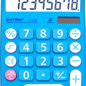 CATIGA Desktop Calculator 8 Digit with Solar Power and LCD Display, Big Buttons, for Home, Office, School, Class and Business, 4 Function Small Basic Calculators for Desk, CD-8185