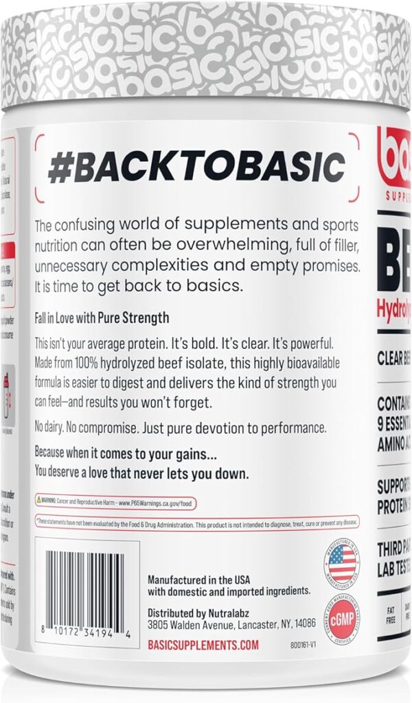 Hydrolyzed Clear Beef Isolate Protein Powder, 27g Protein, 9 Essential Amino Acids, Fat-Free, Dairy-Free, Sugar-Free, Latose-Free, Supports Muscle Protein Synthesis - Image 3