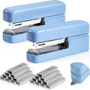 Deli Stapler, Desktop Staplers with 1660 Staples and Integrated Staple Remover, 40 Sheet Capacity Office Stapler, 2 Pack, Blue