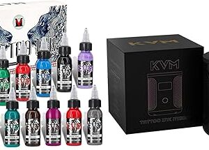 KVM Tattoo Ink Set 14 Pcs Colors 1oz (30ml) +Mini Vortex Mixer Tattoo Ink Mixer