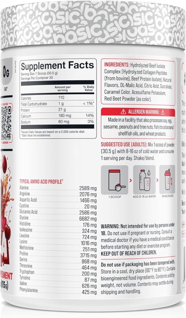 Hydrolyzed Clear Beef Isolate Protein Powder, 27g Protein, 9 Essential Amino Acids, Fat-Free, Dairy-Free, Sugar-Free, Latose-Free, Supports Muscle Protein Synthesis - Image 2