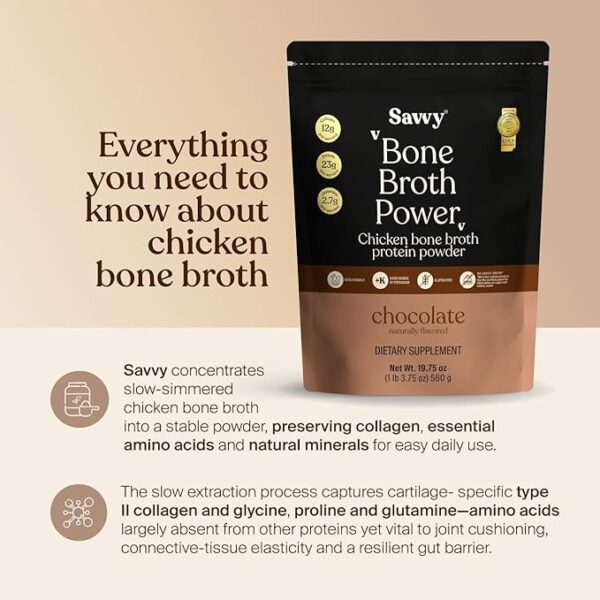 Bone Broth Power Chocolate Protein Powder, 23g Protein, 12g Collagen & Glutamine, Muscle, Joint, Digestive & Skin Health, Keto, Dairy Free, Award-Winning Bone Broth, 560g (16 Servings) - Image 4