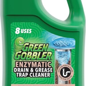 Green Gobbler Enzyme Drain Cleaner | Controls Foul Odors & Breaks Down Grease, Paper, Fat & Oil in Sewer Lines, Septic Tanks & Grease Traps | 1 Gallon