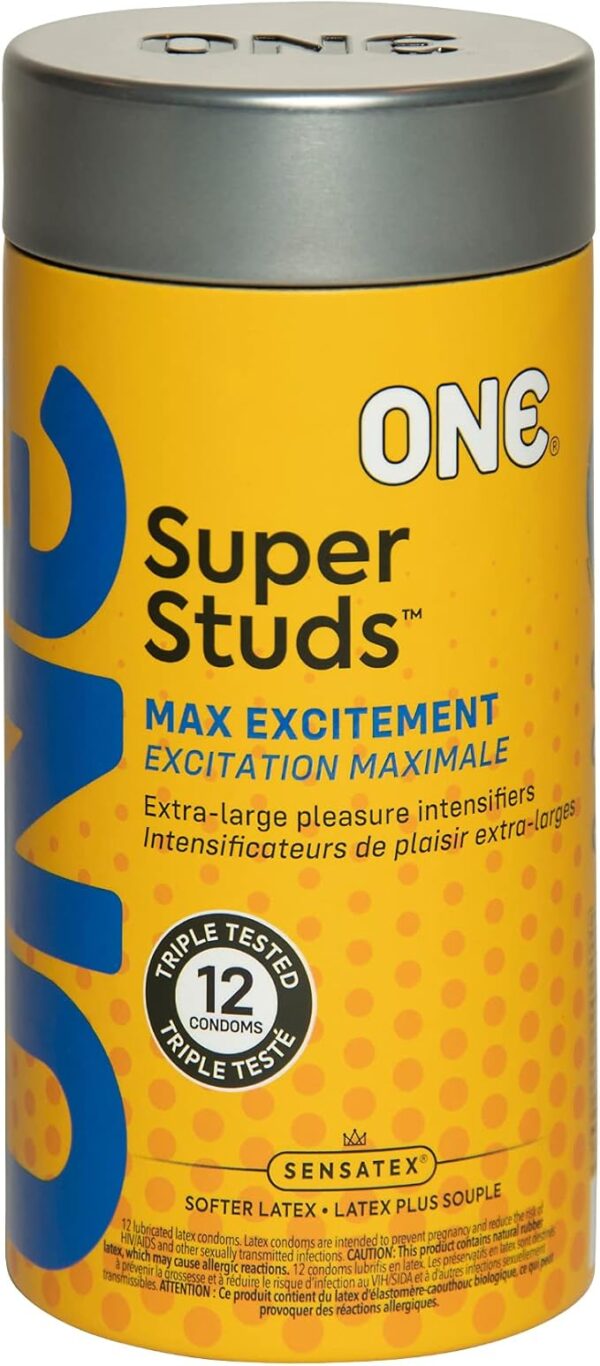 ONE Condoms Super Studs | Studded Condoms, Textured Condoms, Latex Condoms 12 Pack
