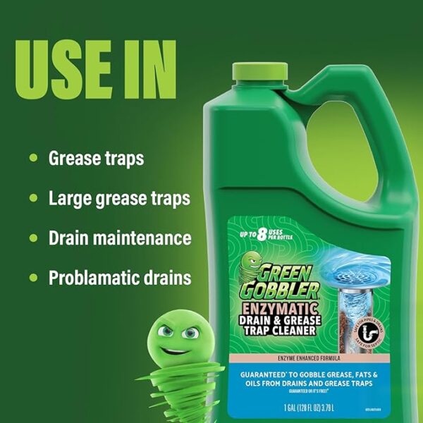 Green Gobbler Enzyme Drain Cleaner | Controls Foul Odors & Breaks Down Grease, Paper, Fat & Oil in Sewer Lines, Septic Tanks & Grease Traps | 1 Gallon - Image 3