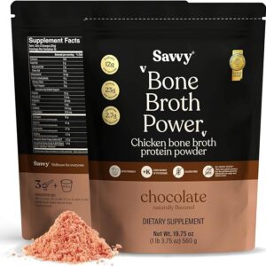 Bone Broth Power Chocolate Protein Powder, 23g Protein, 12g Collagen & Glutamine, Muscle, Joint, Digestive & Skin Health, Keto, Dairy Free, Award-Winning Bone Broth, 560g (16 Servings)