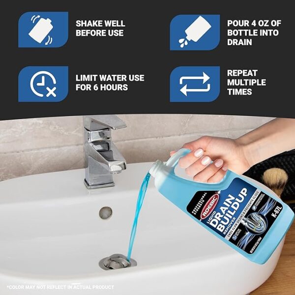 Roebic K-67 Liquid Drain Cleaner, Pipe Buildup Remover with Bacteria Enzymes for Household Drains and Sink Traps, Safe for Kitchen and Bathroom Sink, 32 fl oz - Image 3