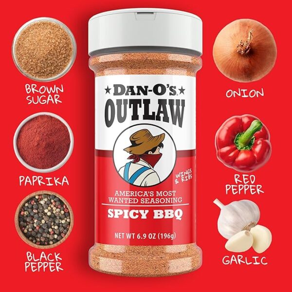 Dan-O's Outlaw Seasoning 6 Bottle Set- Butter Dust, Butter Steak, Spicy BBQ, Sweet Caribbean, Sweet & Tangy BBQ, and Blackened Bloody Mary Seasoning - Image 3
