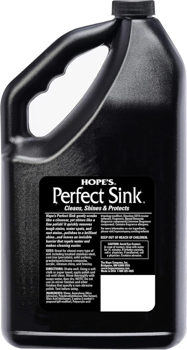 HOPE'S Perfect Sink Cleaner and Polish, Restorative, Water-Repellant, Removes Stains, Ideal for Brushed Stainless Steel, Cast Iron, Porcelain, Corian, Composite, Acrylic, Value Size - Image 2