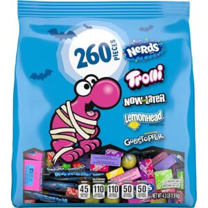 Halloween Classic Fun Trick-or-Treat Assortment with Nerds, Trolli, Now and Later, Lemonhead, Gobstoppers, 260 Pieces, 69.3 Ounces, Variety Bag