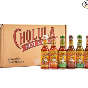 Cholula Hot Sauce Variety Pack, Product of Mexico, Gift Set Includes Six 5 Fl Oz Signature Cholula Hot Sauces for Eggs, Pizza, Mexican Dishes, and More, 30 fl oz
