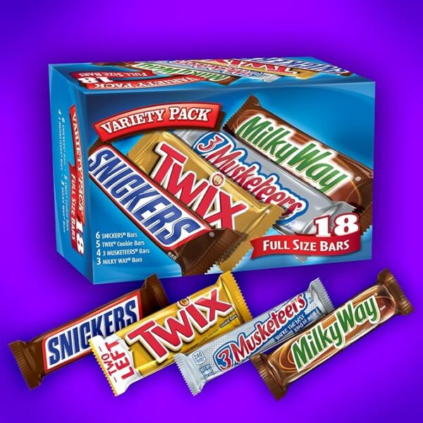 SNICKERS, TWIX, 3 MUSKETEERS, MILKY WAY Full Size Halloween Chocolate Candy Variety Pack, 18 ct Bulk Candy Box - Image 3
