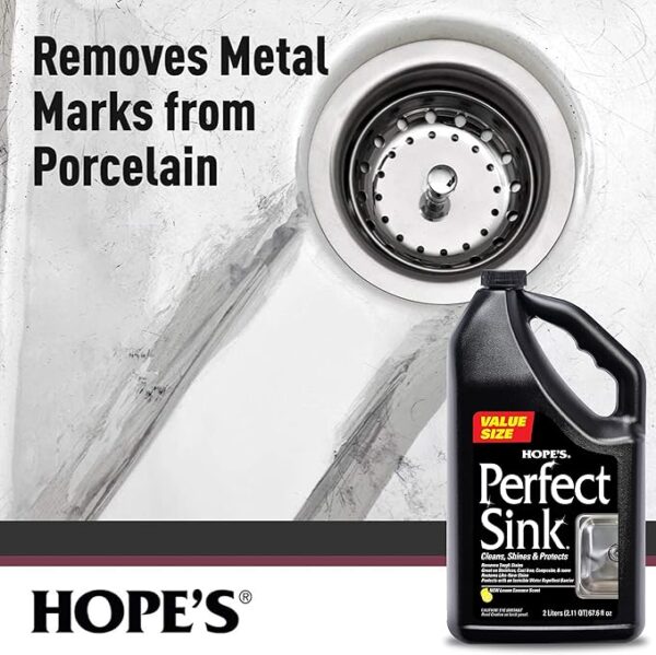 HOPE'S Perfect Sink Cleaner and Polish, Restorative, Water-Repellant, Removes Stains, Ideal for Brushed Stainless Steel, Cast Iron, Porcelain, Corian, Composite, Acrylic, Value Size - Image 3