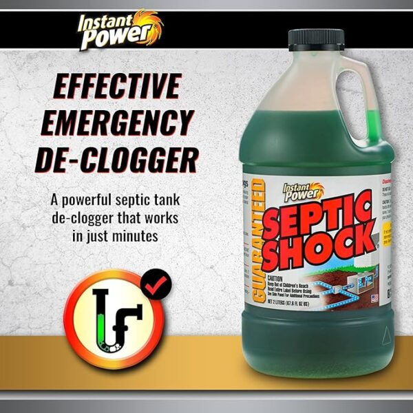 Instant Power Septic Shock – Septic Tank Treatment, Drain Cleaner Liquid Clog Remover for Septic System, 67.6 Oz - Image 2