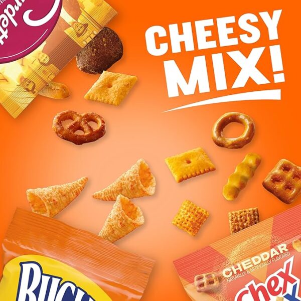Cheesy Mix Variety Pack Snacks, Chex Mix Cheddar, Bugles Nacho Cheese, Gardetto's Aged Cheddar, 20 Ct, 28.875 oz - Image 4