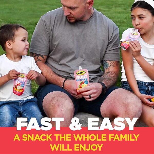 Mott’s Fruit Smoothies Strawberry Banana, 4.2 oz Clear Pouches, 24 Count (6 Packs of 4), Non-dairy, Made With Oatmilk, Made With Real Fruit, Good Source of Calcium, On-the-Go - Image 4