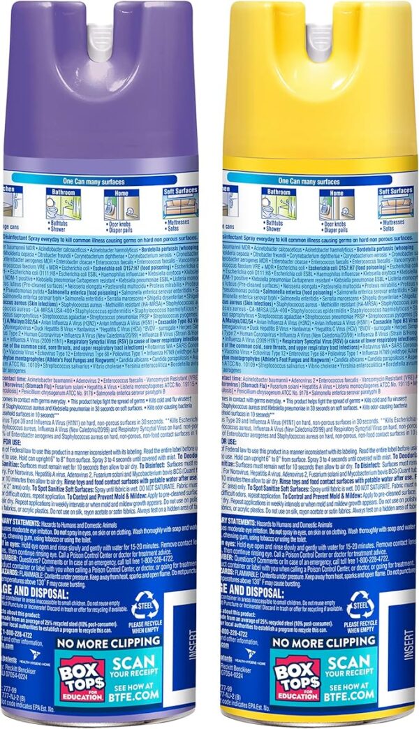 Lysol Disinfectant Spray Bundle, Sanitizing And Antibacterial Spray, For Disinfecting And Deodorizing, contains x2 Lemon and Early Morning Breeze, 19 Fl Oz, Packaging May Vary - Image 2